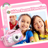 Goopow Kids Selfie Camera Toys for Girls Age 3-9, Digital Video Camera Toy with Protective Cover,Christmas Birthday Festival Gifts for 3-9 Year Old Girls Boys- 32GB SD Card Included (DC-H21-PINK)