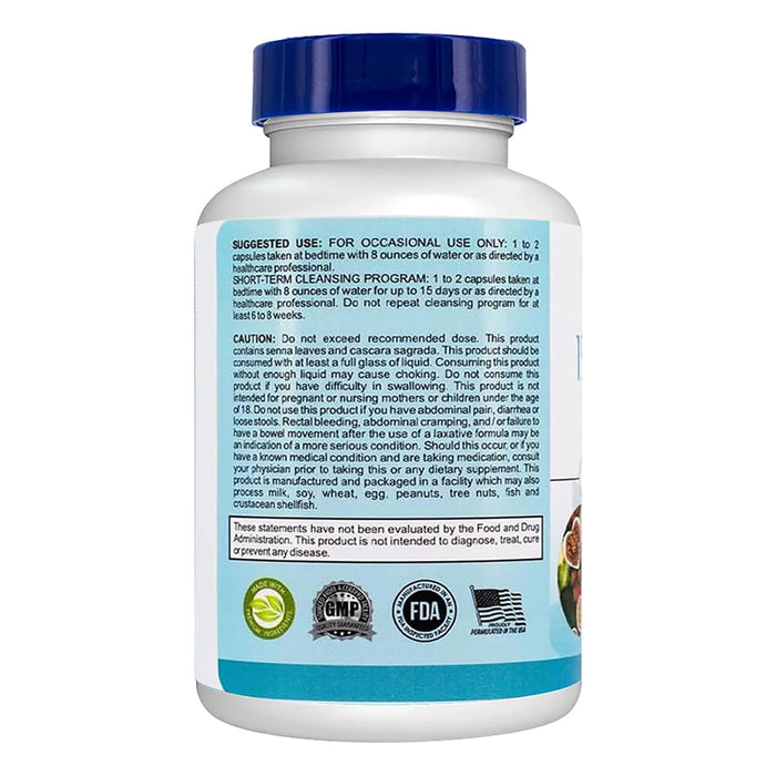 15 Day Cleanse 2 Bottle, Gut and Colon Support, Health Support, Detox Cleanse with Senna, Cascara Sagrada & Psyllium Husk, for Men and Women, Total 60 Capsules