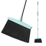 Kelamayi Heavy-Duty Broom Outdoor/Indoor Broom for Floor Cleaning with Long Handle,Large Angle Household Brooms for Home Kitchen Room Pet Hair Office Lobby – Green