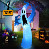 Sizonjoy 12 Ft Giant Halloween Inflatable Ghost, Blow Up Halloween Decorations Built-in LED Lights for IndoorOutdoor Yard Garden Includes Stakes