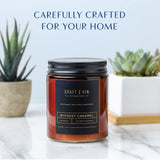 Craft & Kin Scented Candles for Men | Premium Whiskey Caramel Scented Candle | All-Natural Soy Candles, Rustic Home Decor Novelty Candle, Non-Toxic Ultra Clean Burn Aromatherapy Amber Jar Candle