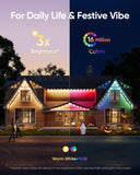 eufy Permanent Outdoor Lights E120, 100ft with 60 Dual-LED RGB and Warm White Eave Lights, App Control, AI Light Design, Endless Themes for Valentine Décor, Christmas Lights, Works cameras