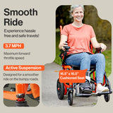 SuperHandy GoRide Electric Wheelchair - Lightweight (39lbs), Foldable, Dual Brushless Motors, Zero Turn, Electromagnetic Brake, Portable Design for Enhanced Mobility (220Lbs Capacity)