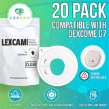 Lexcam Adhesive Patches Pre-Cut for Dexcom G7 – Pack of 20 – Waterproof, Transparent Overpatches for Continuous Glucose Monitoring, Sensor is NOT Included