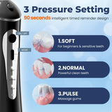 7AM2M Water Dental Flosser Cordless for Teeth,300ML Rechargeable Travel Portable Cleaner,with 6 Jet Tips and 3 Modes,IPX7 Waterproof Water Dental Flosser Picks for Cleaning(Black)