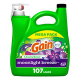 Gain + Aroma Boost Liquid Laundry Detergent, Moonlight Breeze Scent, 107 Loads, 154 Fl Oz, HE Compatible with Febreze and Oxi (125)