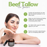 Beef Tallow Balm - Beef Tallow For Skin Care, Tallow Moisturizer, Face Cream, Lotion & Cream (Vanilla, Grass-Fed Tallow)