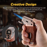 KEJIAR Cigar Lighter with V Cut Cigar Cutter, Jet Flame Refillable Torch Lighters for Smoking, Windproof Gas Butane Lighter, Multifunctional Cigar accessories Pocket Cigar Torch Lighters with Gift Box