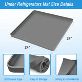 Refrigerator Floor Protector, 24" x 24" x 0.8" Mini Fridge Silicone Mat, Under Refrigerators Mat with Raised Edge, Laundry Guards for Washer and Dryer, Large Drip Tray