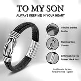 JoycuFF Birthday Gifts for Son, Son Birthday Gift from Mom To My Sons Bracelet from Dad, Christmas Anniversary Mother And Son Knot Bracelet for Men Love You Forever