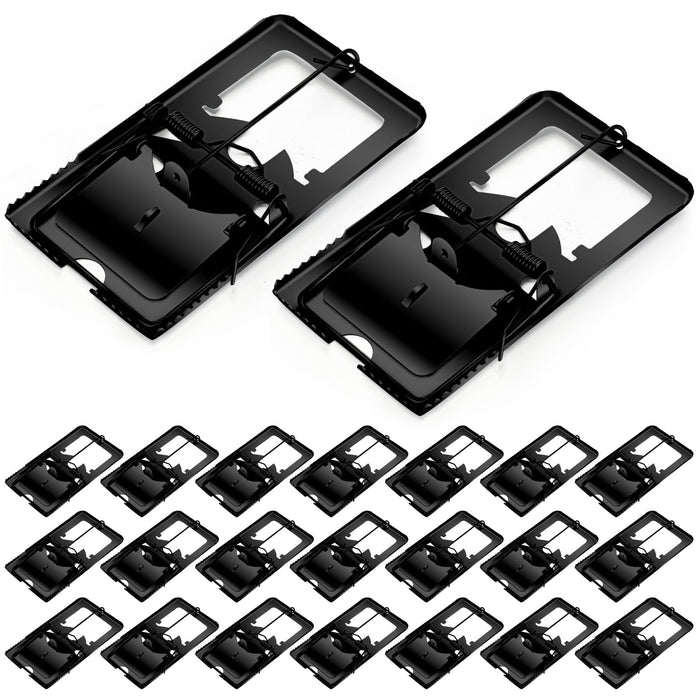 24 Pcs Classic Metal Rat Traps Reusable Rat Trap Humane Rat Traps Effective Snap Rat Trap That Work for Rat Mice Voles and Small Rodents Control (Black)