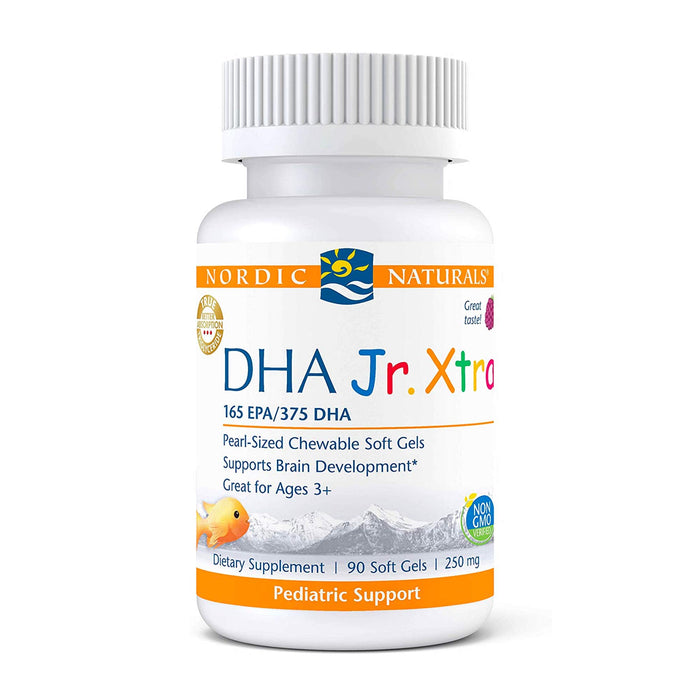Nordic Naturals Pro DHA Jr. Xtra, Berry Punch - 90 Mini Chewable Soft Gels - 636 mg Total Omega-3s with EPA & DHA - Brain, Nervous System & Visual Development - Non-GMO - 30 Servings