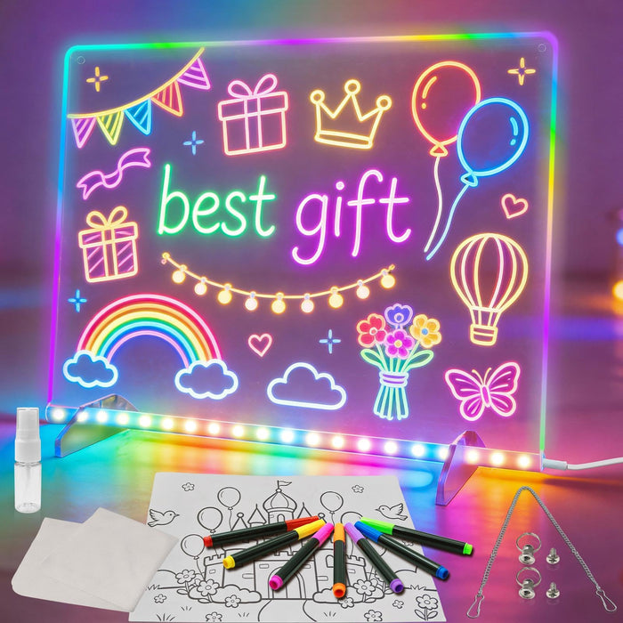 Signsxcel Led Note Board with Colors,16''Drawing Tablet,6 Modes & 8 Colors Light Up Drawing Board,Kids Toy with 13 Light Effects,Birthday Holiday Day Gifts for Girls & Boys Age 3+（White）