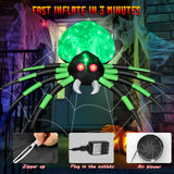 12FT Halloween Inflatables Spider Outdoor Decorations, Giant Blow Up Spider with Flame Lights & Red Glowing Eyes, Large Crawling Green Spider Props for Halloween Party Yard Garden Lawn Roof Decor