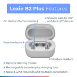 Lexie B2 Plus OTC Hearing Aids Powered by Bose - Rechargeable Hearing Aids for Seniors, 18 Hour Wireless Charging Case, Hearing Aids with Bluetooth Enabled Calls On iOS, Hearing Aids (Light Gray)