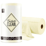 Fantasticlean Microfiber Cleaning Cloth Roll -75 Pack, Tear Away Towels, 12" x 12", Reusable Washable Rags (Beige)