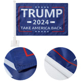 2 Pack Car Flags,Car Flag Donald Trump 2024 Take America Back Flag Outdoor and Car Flag Pole, Car Logo Window Clip Can be Clipped to Most Windows 14 inch Flag Pole and 16 x 10 inch Double Sided Flag