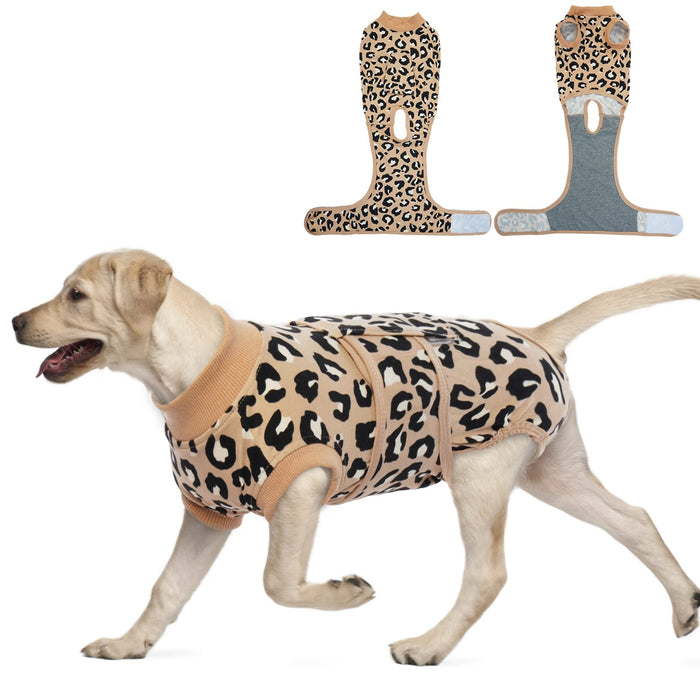 FUAMEY Recovery Suit for Dogs After Surgery,Soft Breathable Dog Bodysuit E-Collar & Cone Alternative Surgical Suit,Male Female Dog Neuter Spay Suits Anti Licking Wounds Onesie Brown Leopard XXL