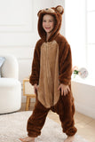 DELEY Unisex One Piece Animal Kids Brown Bear Onesie, Animal Pajamas Halloween Cosplay Costume for Women and Mens Parent-Child Sleepwear