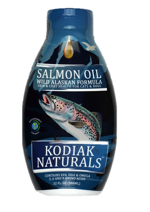 Kodiak Naturals, 32 oz Wild Alaskan Salmon Oil Formula - Balanced Blend of Pure Fish Oils, with EPA and DHA from Wild-Caught Fish, Support for Skin & Coat, Immune & Heart Health, and Joints