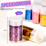 LEOBRO Glitter, Holographic Chunky Glitter, Set of 32 Colors, Craft Glitter for Resin, Chunky Glitter for Crafts Tumblers Nails Body, Christmas Halloween Glitter Sequins Flakes for Arts Crafts