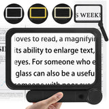 HQGZQL 6x Large Magnifying Glass with Light for Reading, 8 x 5.2 Inch Lighted Magnifier with 74 LED Cold/Warm Lights (3 Modes) Foldable Handheld Magnifiers for Seniors Low Vision People Seeing Small Prints