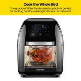 CHEFMAN Multifunctional Digital Air Fryer+ Rotisserie, Dehydrator, Convection Oven, 17 Touch Screen Presets Fry, Roast, Dehydrate, Bake, XL 10L Family Size, Auto Shutoff, Large Easy-View Window, Black