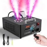 Fog Machine with Lights, 2000W 30000CFM Vertical Smoke Machine 16 Colorful LED Lights, DMX & Manual Control & Wireless Remote, Smoke Machine for Party Halloween Christmas DJ Disco Outdoors (1 Pcs)