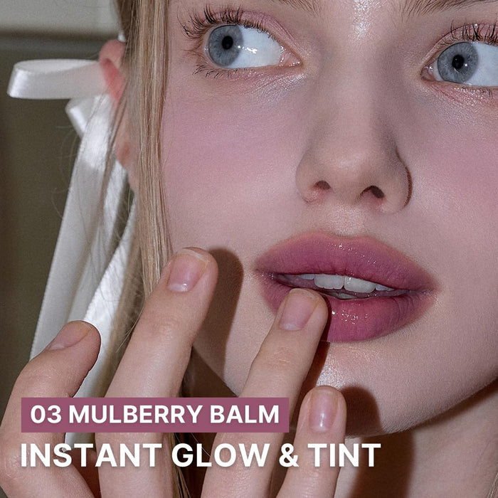 AOU GLOWY TINT BALM Tinted Lip Balm with Natural Gloss Instant Hydration for Chapped Lips 0.12Oz (03 Mulberry Balm)