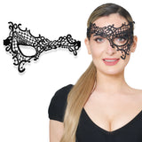 Black Elastic Masquerade Mask For Women - Swan Lace Masquerade Masks for Masquerade Party, Proms, Photo Shoot, Venetian Party, Mardi Gras, Halloween & Cosplay