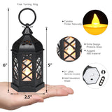 LLQ 12Pcs Mini Lantern with Flickering LED Candle, Black Decorative Hanging Lanterns, Small Lantern for Wedding Decor, Halloween Christmas Table Centerpiece, Medieval Decor, Western Party Decorations