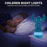 JMMFIDY Stitch Night Lights, Stitch Gifts Children's Room Decoration, Christmas Gifts, Children's Day Gift 3D LED Intelligent Remote Control Stitch Light Stitch Stuff lilo and Stitch Gifts