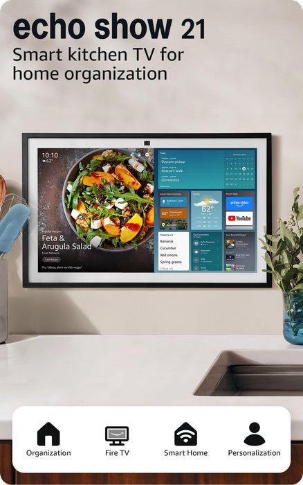 Amazon Echo Show 21 (newest model), Full HD 21" kitchen hub for home organization, with built-in Fire TV, Designed for Alexa+