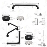 L-Shaped Shower Grab Bar 16x16 Inch, Zepolu Stainless Steel Matte Black Safety Grab Rail, Bathroom Mobility Aid Handrail, Wall Mounted Balance Support Bar Assist Handle for Senior Elderly Handicap