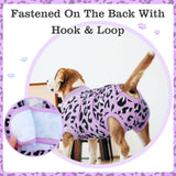 FUAMEY Recovery Suit for Dogs After Surgery,Soft Breathable Dog Bodysuit E-Collar & Cone Alternative Surgical Suit,Male Female Dog Neuter Spay Suits Anti Licking Wounds Onesie Purple Leopard S