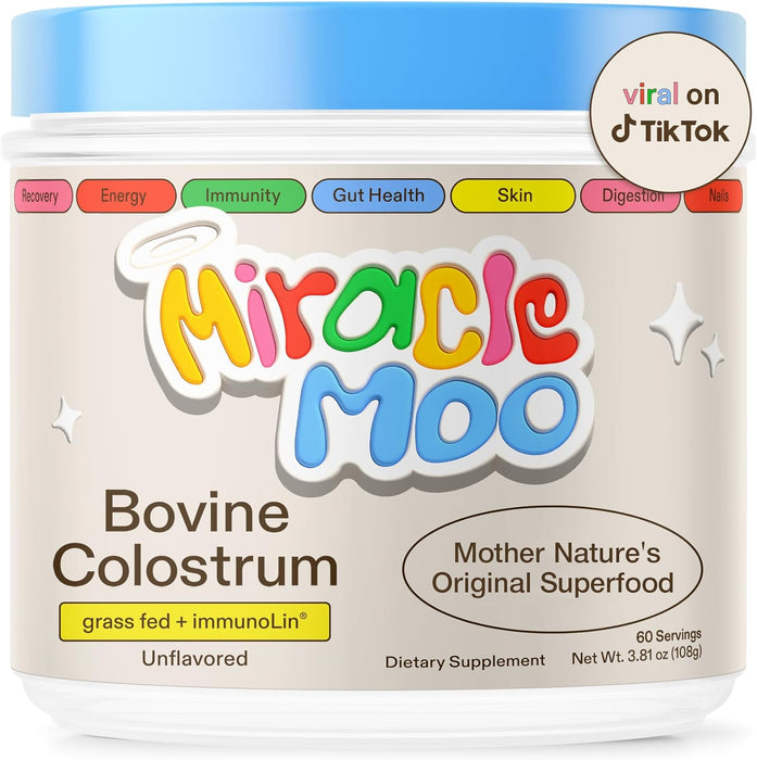 Colostrum Supplement for Gut Health, Hair Growth, and Immune Support - Easy to Mix Grass-Fed Bovine Colostrum Powder - Total Restore Gut Support - Highest IgG Plus ImmunoLin, Unflavored 60 Servings