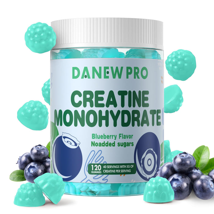 DANEW Pro Creatine Monohydrate Gummies 5000mg for Men & Women, Creatine Monohydrate for Muscle Strength, Muscle Builder, Energy Boost, Pre-Workout Supplement(120 Count)-Blueberry Flavor