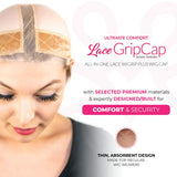 MILANO COLLECTION Lace Wig Grip Cap for Women, Adjustable Wig Cap with Headband, Non-Slip Wig Gripper to Keep Wigs Lace Front In Place, 2 Pack, Nude