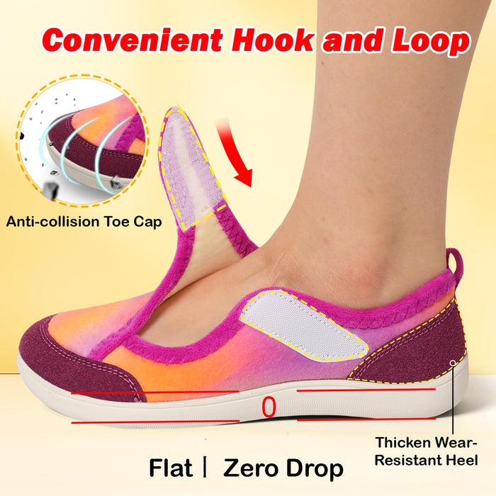 L-RUN Women's Diabetic Shoes Casual Adjustable Walking Shoes Wide Shoes for Elderly Swollen Feet Non-Slip Purple 9 Wide