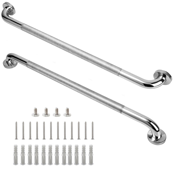 Rackickyer Shower Grab Bar, 2 Pack 32 Inch Bathroom Grab Bar, 1.25" Diameter 304 Stainless Steel Anti-Slip Grab Bars for Bathtubs and Showers, Handicap Shower Grab Bar for Seniors Elderly