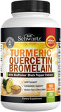 Turmeric Quercetin with Bromelain Supplement - Natural Extra Strength Immune and Joint Support with BioPerine Black Pepper for Max Absorption - Organic Tumeric Bromelain Supplement Vegan Safe, Non-GMO