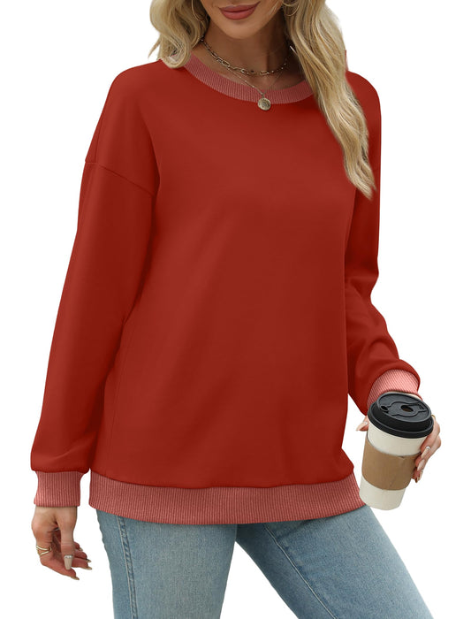 Saloogoe Sweatshirts for Women Long Sleeve Tops Christmas Sweaters Winter Clothes 2024 Red M