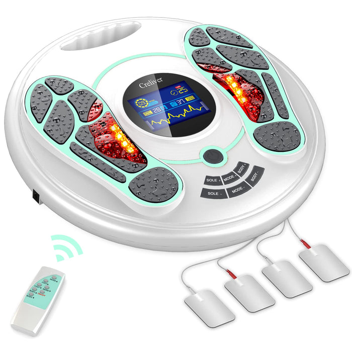 EMS & TENS Foot Circulation Stimulator, Improves Foot Blood Circulation, EMS Foot Massager for Neuropathy, Relieves Body Pains & Plantar Fasciitis, FSA & HSA Eligible TENS Unit for Feet Therapy