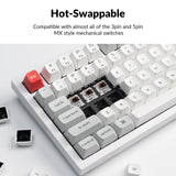 Keychron Q6 Pro Full-Size Bluetooth Custom Mechanical Keyboard for Mac Windows Linux, Full Aluminum QMK/VIA Programmable Knob KSA Double-Shot PBT Keycap Hot-Swappable Keychron K Pro Brown Switch-White