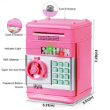 Refasy Piggy Bank for Girls 4-11 Years Old,Kids Safe Bank for Boys Christmas Birthday Gifts Toy for Kids Electronic ATM Money Bank for Adults Money Saving Box Safe Coin Bank Toy Kids Toys Pink