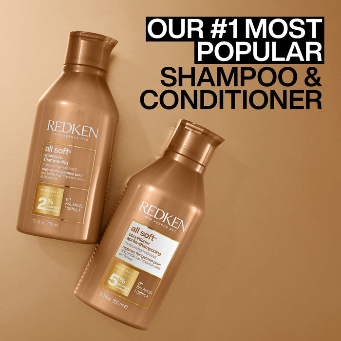 Redken All Soft Conditioner | For Dry / Brittle Hair | Moisturizes & Provides Intense Softness | With Argan Oil | 10.1 Fl Oz