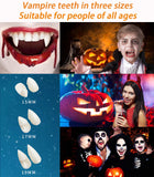 YVELINES Vampire Teeth Fangs, Vampire Fangs for Adults, Halloween Realistic Vampire Teeth and Fake Fangs with Upgraded Reusable Adhesive(15mm,17mm,19mm)