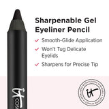 IT Cosmetics Superhero No-Tug Gel Eyeliner, Super Black - Intense Ultra-Black - Waterproof, Blendable Formula - Sharpenable Pencil - 0.042 oz