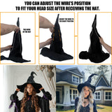 JYOUMI Witch Hat, Black - Medium Velvet Hat with Detachable Spider for Women Halloween Party, Christmas Masquerade, Cosplay, Birthday Party