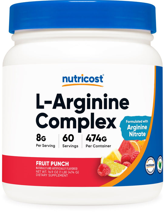 Nutricost L-Arginine Complex (Fruit Punch, 60 Servings) - Gluten Free, Non-GMO